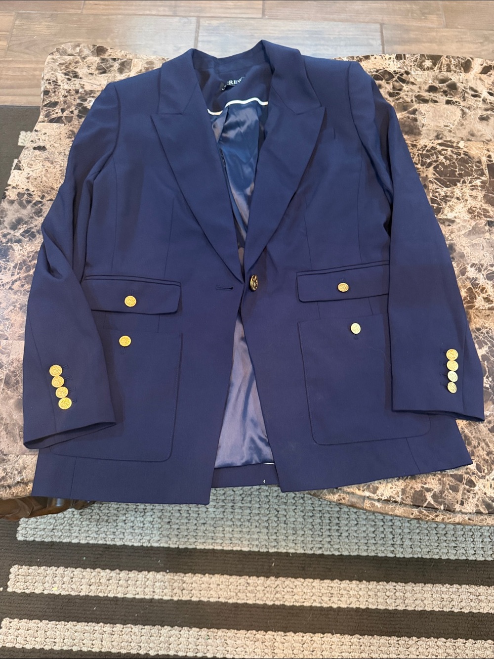 J. Crew Navy Blue Blazer with Gold Buttons